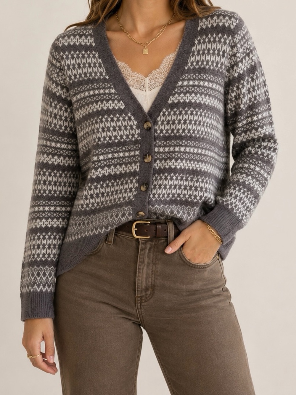 100% Lambswool WoolOvers V-Neck Cardigan